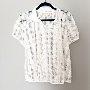 Koch Top Blouse Shirt Sheer Embroidered Like detail medium